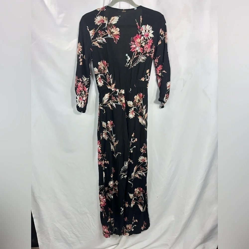 Beach Bunny black floral wide leg floral jumpsuit size XS